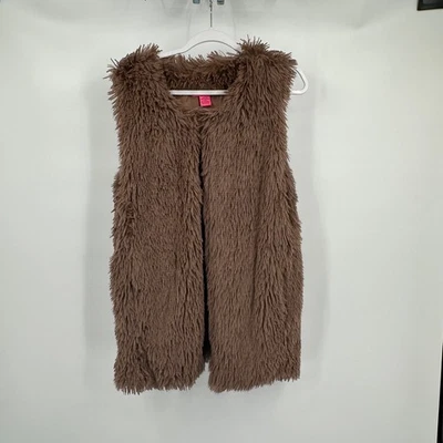 Betsey Johnson Womens Y2K Faux Fur Vest Size M Boho Shaggy Festival Layering - Image 1 of 4