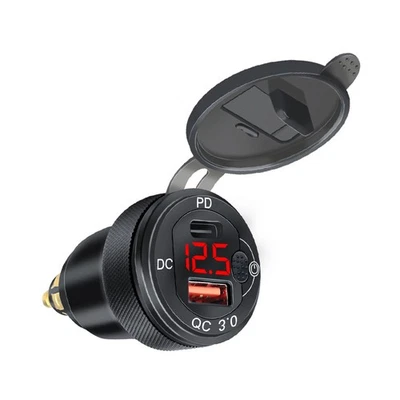 PD Type-C & USB Charger Hella DIN Plug Socket Adapter with Voltmeter Fit for BMW - Image 1 of 4