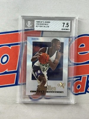 1996-97 Skybox E-X2000 Ray Allen RC Rookie  Credentials /499 BGS 7.5 - Image 1 of 2