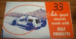 1940's Gulf 33 Auto Speed Records Foldout Brochure~Gulf Products - Picture 1 of 3