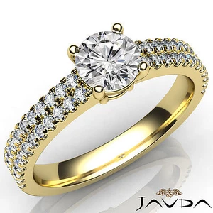 2 Row Shank French U Pave Round Diamond Engagement Ring GIA Certified E VVS1 1Ct - Picture 1 of 10