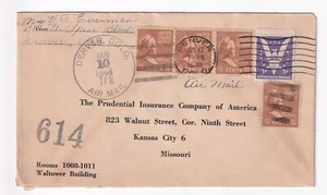 DENVER CO. AIR MAIL CANCEL COVER 1946 PREXIE - Picture 1 of 1