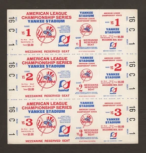 1970's New York Yankees AL Championship Phantom Ticket Sheet  #T106 - Picture 1 of 2
