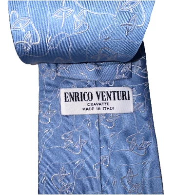 Corbata de Seda Enrico Venturi Polvo Azul Hecha en Italia 59"x4" Bodas Trabajo Juego Foto 1 de 4