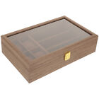  Glasses Storage Box Wooden Travel Clear Display Stand Jewelery Organizer