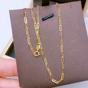 Au750 Real Oro Amarillo 18K Mujer Suerte Cable Largo Rolo Cadena Eslabón Collar 18"L - Imagen 1 de 5