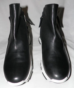 CINZIA ARAIA BLACK LEATHER ANKLE SNEAKER BOOTS Sz. 38 - Picture 1 of 7