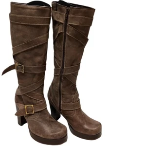 STEVE MADDEN Vintage Y2K 90's Platform Leather Heeled Boots38 - Picture 1 of 12