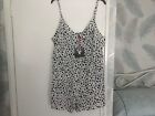 V By Very White Animal Print Cami Jumpsuit Beach Playsuit Size 16