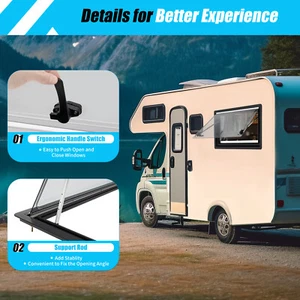 External Push Window Mg16rw Hinged Window 900*500mm Rv Camper Hinged Window - Imagen 1 de 24