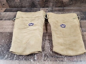 Vintage Crown Royal Tan Suede Bags Large Gold String Embroidered Purple Crown  - Picture 1 of 7