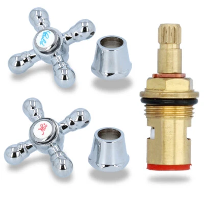 Wasserhahngriff Set Keramik Oberteil Messing Ventiloberteil 1/2 Zoll Retro Griff - Bild 1 von 4