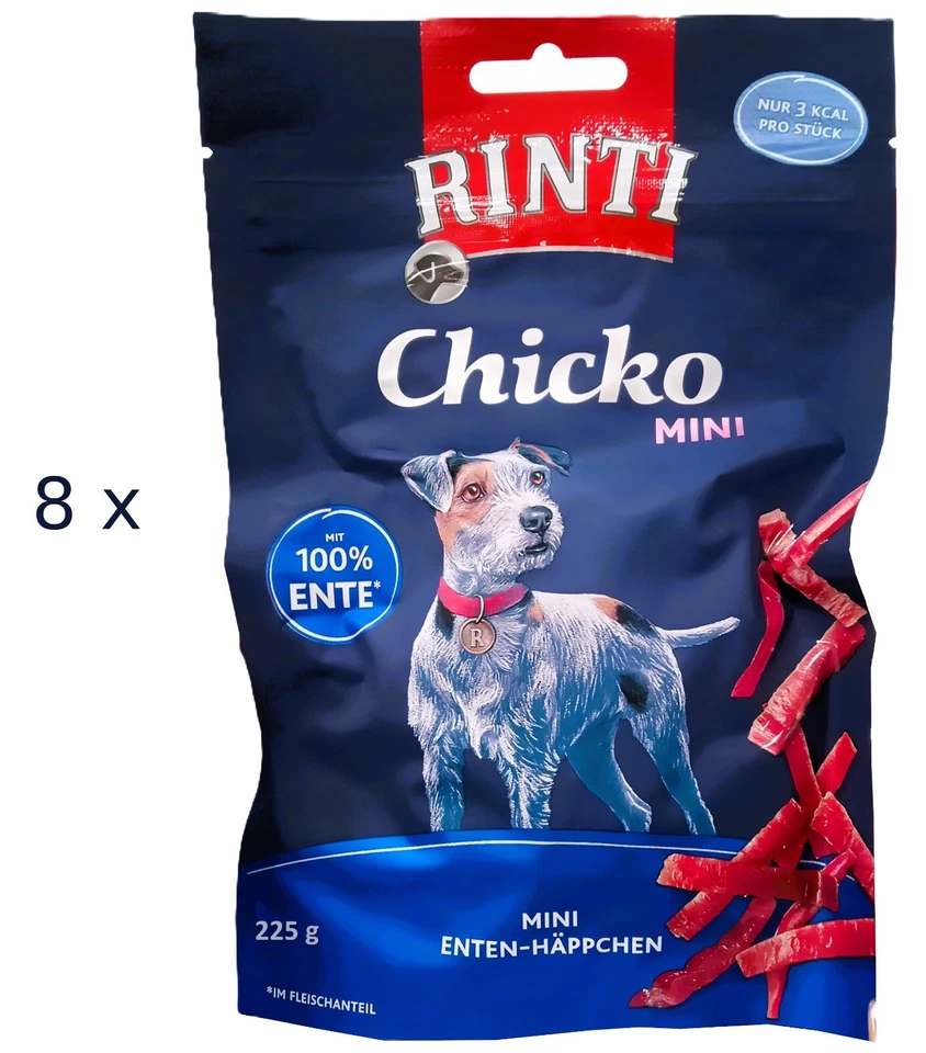 (€23,14/kg) Rinti Chicko Mini Ente Zarte Enten-Häppchen Leckerlis Hund 8 x 225 g - Bild 1 von 1