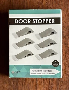 NEU Wundermax 6er Pack grau Gummi Türstopper mit Clips & Halterungen - Bild 1 von 3