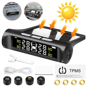Car Wireless Solar TPMS LCD Tire Pressure Monitoring System + 4 External Sensors - Picture 1 of 8
