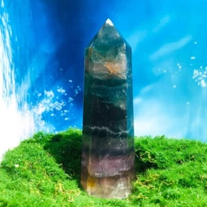 322G Rare Natural Fluorite Quartz Obelisk Crystal Quartz Wand Point Healing - Bild 1 von 12