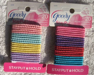 20 Goody Ouchless Stay Put Ponytailer Hair Bands Skinny Pastel Color Slide Proof - Image 1 of 4