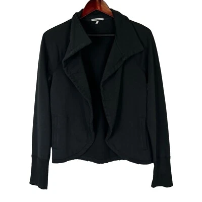 James Perse Jacket Women's Medium 2 Black Distressed Open Front Cotton - Image 1 of 4