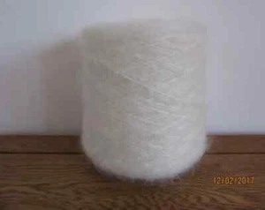 Mohair Large 500gm Cone of DK (2's Metric Count) Cream (Ecru) Brushed Mohair - Picture 1 of 3