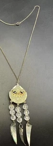 Vintage Native American Style Crystal Glass Pendant Necklace Brooch - Picture 1 of 7
