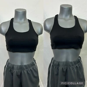 (2) Athleta Girl Solid Black Sports Bra Top Racerback Size XXL/16 FS Charity - Picture 1 of 14