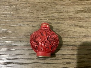 Vintage Chinese Hand Carved Deep Red Perfume or Snuff Bottle - Picture 1 of 7