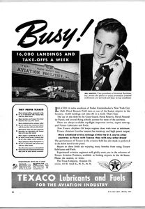 Anuncio impreso de aviación vintage 1941 - Lubricantes y combustibles para aviación TEXACO - Imagen 1 de 1