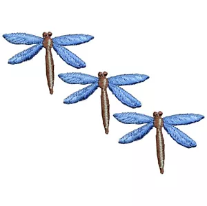 Dragonfly Applique Patch - Blue Insect Flying Bug Badge 1-3/4" (3-Pack, Iron on) - Picture 1 of 1
