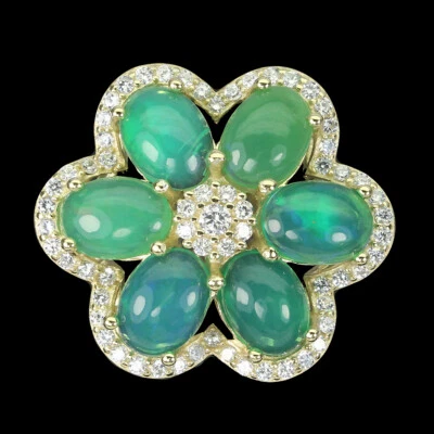 Anello In Argento Sterling 925 Con Opale Di Fuoco 7x5mm Simulato Cz Gioielli 9 - Immagine 1 di 4