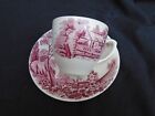 Antique Hughes and Son Longport Teacup and Saucer Red Eden Pattern 1895-1910