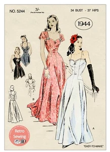 Abito da sera anni 40 elegante guerra vintage modello cucito busto 34 - Foto 1 di 2