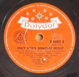 Crazy Otto - Crazy Otto's Broadway Medley 1956 australiano 10" 78 rpm en muy buen estado - Imagen 1 de 2