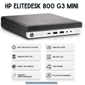 HP EliteDesk 800 G3 Mini PC Core i7-7700 7th Gen 32GB RAM 1TB SSD Built-In Wi-Fi - Picture 1 of 7