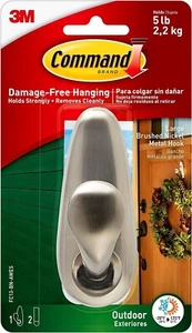 Command Outdoor großer Haken aus gebürstetem Nickel - sicheres Aufhängen für Kränze & Schilder - Bild 1 von 10