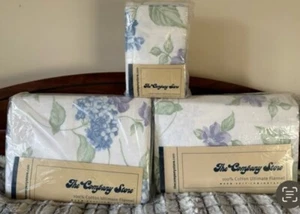 VTG The Company Store 100% Cotton ULTIMATE Flannel HYDRANGEA 4pc QUEEN Sheet Set - Picture 1 of 7