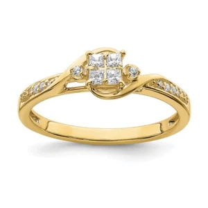 10k Yellow Gold Lab Grown Diamond Cluster Engagement Ring for Women Size 7 - Picture 1 of 9