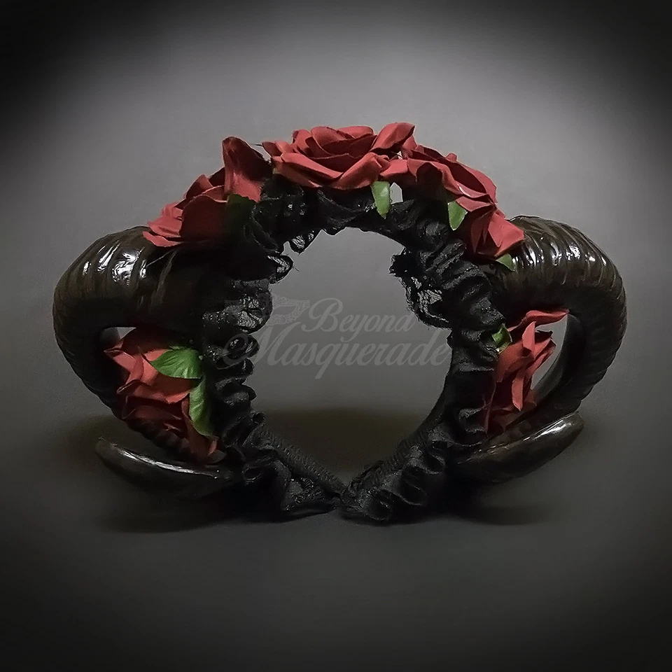 Ram Headband Masquerade Mask, Hair Decor Handband Black Red 0003 - Image 1 of 4