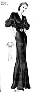 PV2816 VTG 1930s French Sewing Pattern PATRON FAVORIS B38" Misses' Dress Vintage