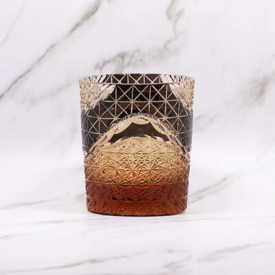 Old Fashioned Whisky Glass Hand Carved Edo Kiriko Glassware Bourbon Tumbler 270m - Image 1 of 4