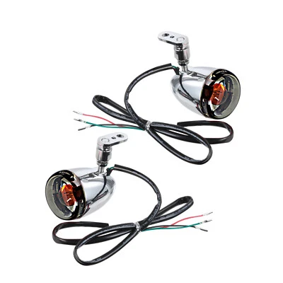 Chrome Turn Signal With Relocation Bracket Swivel Kit For Harley Fatboy Softail Foto 1 de 4