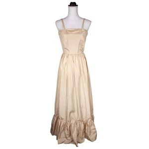 Vintage 80er hellgold gelb Taft langes festliches Kleid Partykleid Größe 4 oder XS - Bild 1 von 9