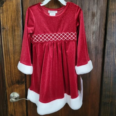Nuevo Vestido Puño Blanco Brillante Vacaciones Rojo Niñas Pequeñas Talla 4t Por Bonnie Jean Foto 1 de 4