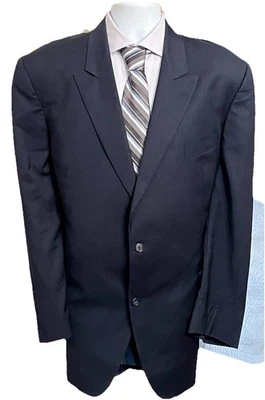 "Traje a Rayas Azul Marino Colección Jack Victor Para Hombre 48L Calce Clásico Pantalones 43""" Foto 1 de 4