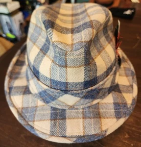 Vintage Pendleton Woolen Mills Wool Fedora Hat Men's Size 7 1/4 Blue Plaid - Picture 1 of 6