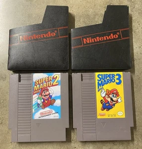 Nintendo NES Super Mario Bros. 2 & 3 Lot with Original Black Sleeves – Tested - Picture 1 of 7