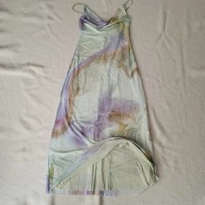 Zara Maxi Dress Women's Size Large Mesh Abstract Pastel Colors  - Picture 1 of 10