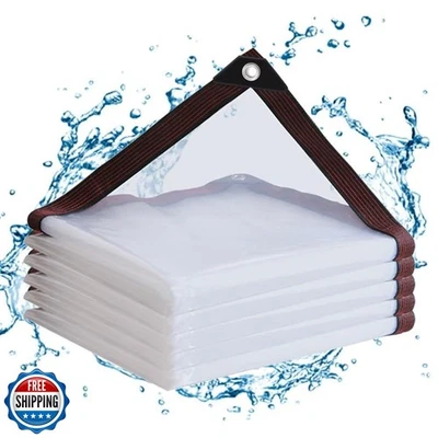 WELACYMET Clear Tarps with Grommets 6x12ft,Heavy Duty Waterproof Tarp Cover