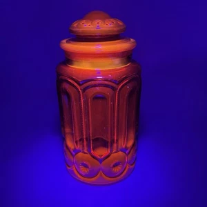 De colección LE Smith Vidrio Amberina Cadmio Rojo Luna y Estrellas Grande 11 Tapa de Bote * - Imagen 1 de 16
