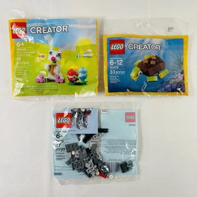LEGO Creator Polybag Lot w/ Happy Turtle Wolf Easter Bunny 30476 40331 30668 New - Image 1 of 4