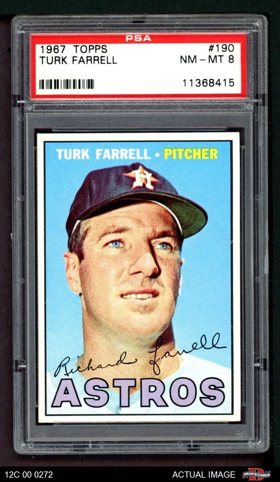 1967 Topps #190 Turk Farrell Astros PSA 8 - NM/MT - Image 1 of 1